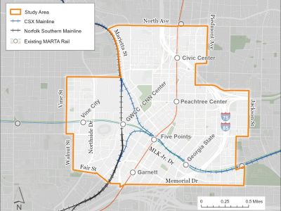 Study Area for ARC Passenger Rail Analysis